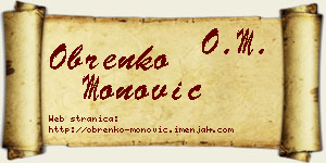 Obrenko Monović vizit kartica